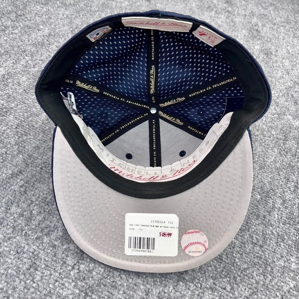 NY Yankees Hat Fitted 7‎ 1/2 M&N Blue Mesh BP 75th Side Patch 3D Team Logo Cap - Picture 6 of 10